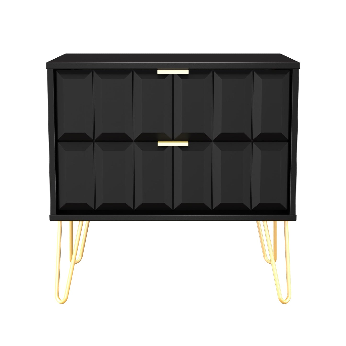Cube Side Table Black 2 Drawers 60cm