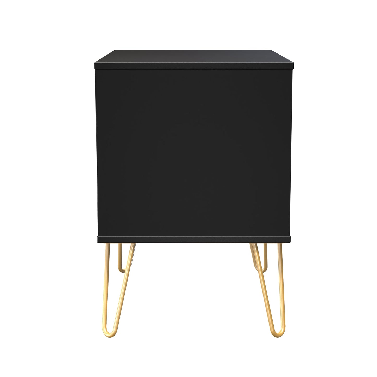 Cube Side Table Black 2 Drawers 60cm