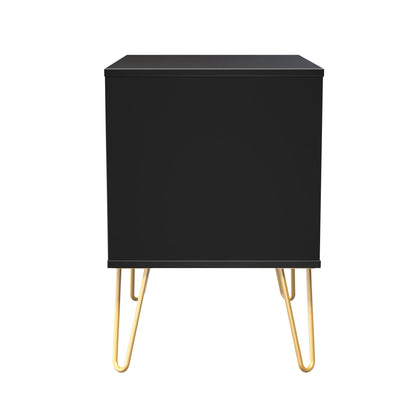 Cube Side Table Black 2 Drawers 60cm