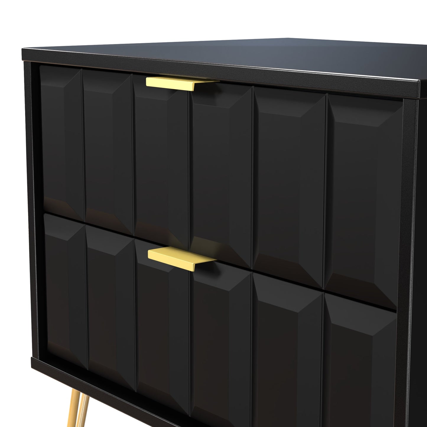 Cube Side Table Black 2 Drawers 60cm