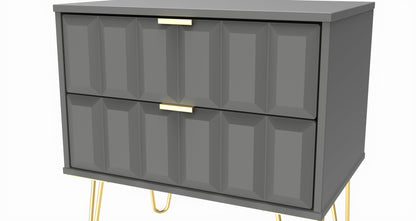 Cube Side Table Grey 2 Drawers 60cm