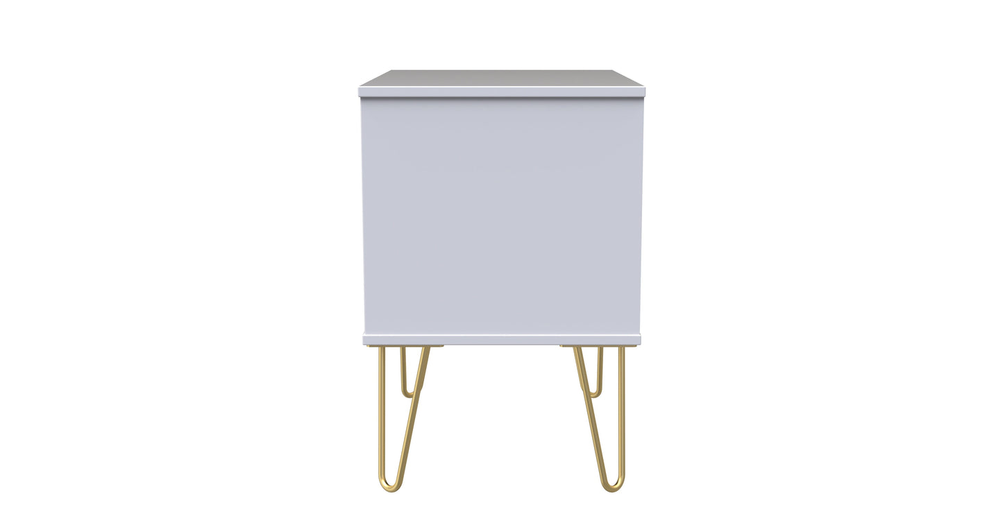 Cube Side Table White 2 Drawers 60cm