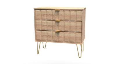 Cube Chest of Drawers Oak 3 Drawers 77cm