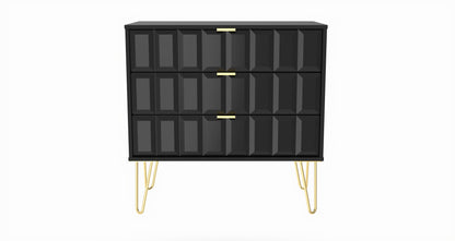 Cube Chest of Drawers Black 3 Drawers 77cm