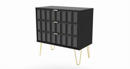 Cube Chest of Drawers Black 3 Drawers 77cm