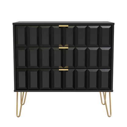 Cube Chest of Drawers Black 3 Drawers 77cm
