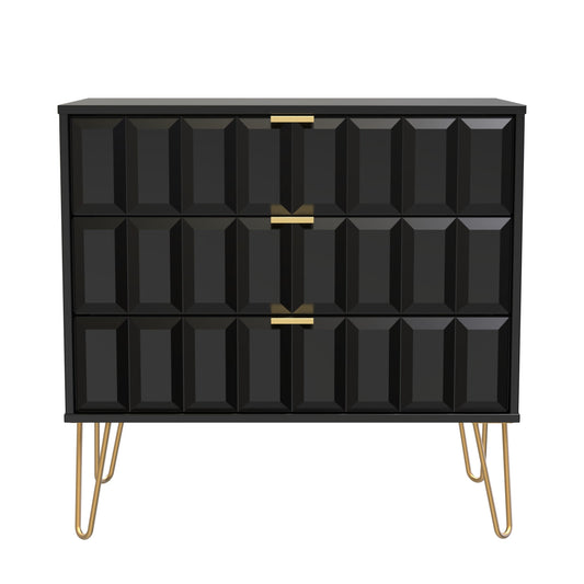 Cube Chest of Drawers Black 3 Drawers 77cm