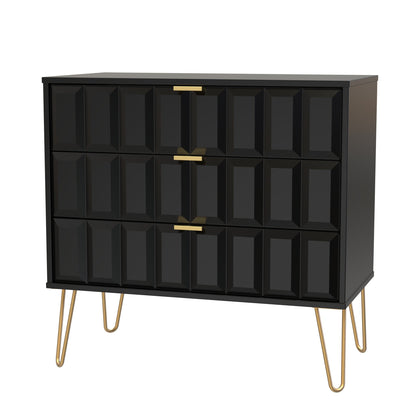 Cube Chest of Drawers Black 3 Drawers 77cm