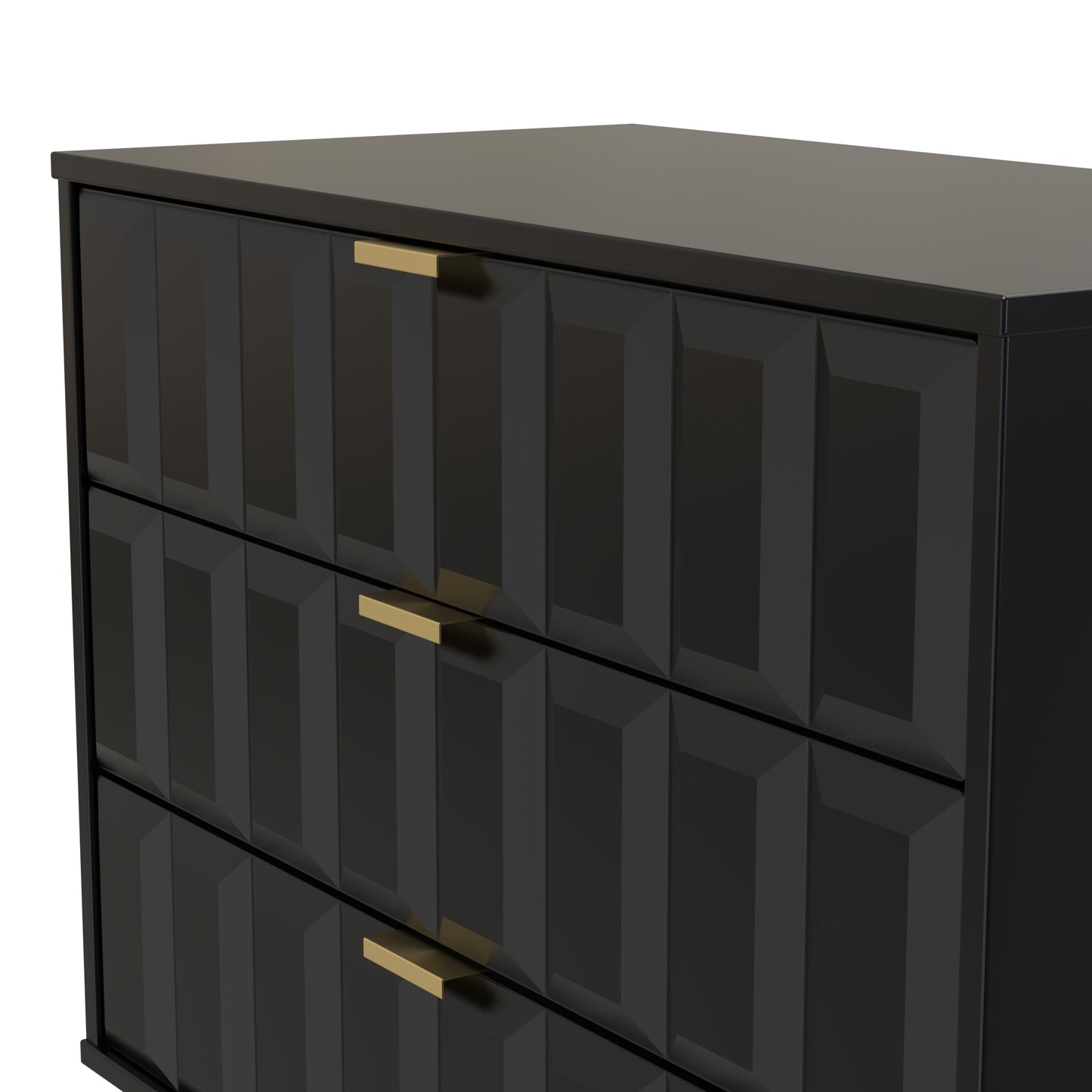 Cube Chest of Drawers Black 3 Drawers 77cm