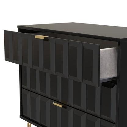 Cube Chest of Drawers Black 3 Drawers 77cm