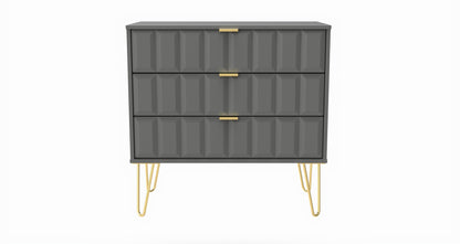 Cube Chest of Drawers Grey 3 Drawers 77cm