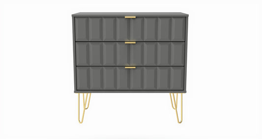 Cube Chest of Drawers Grey 3 Drawers 77cm