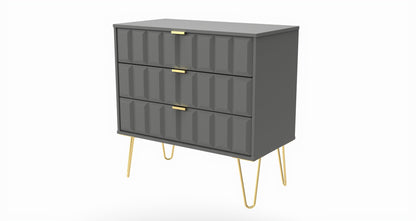 Cube Chest of Drawers Grey 3 Drawers 77cm