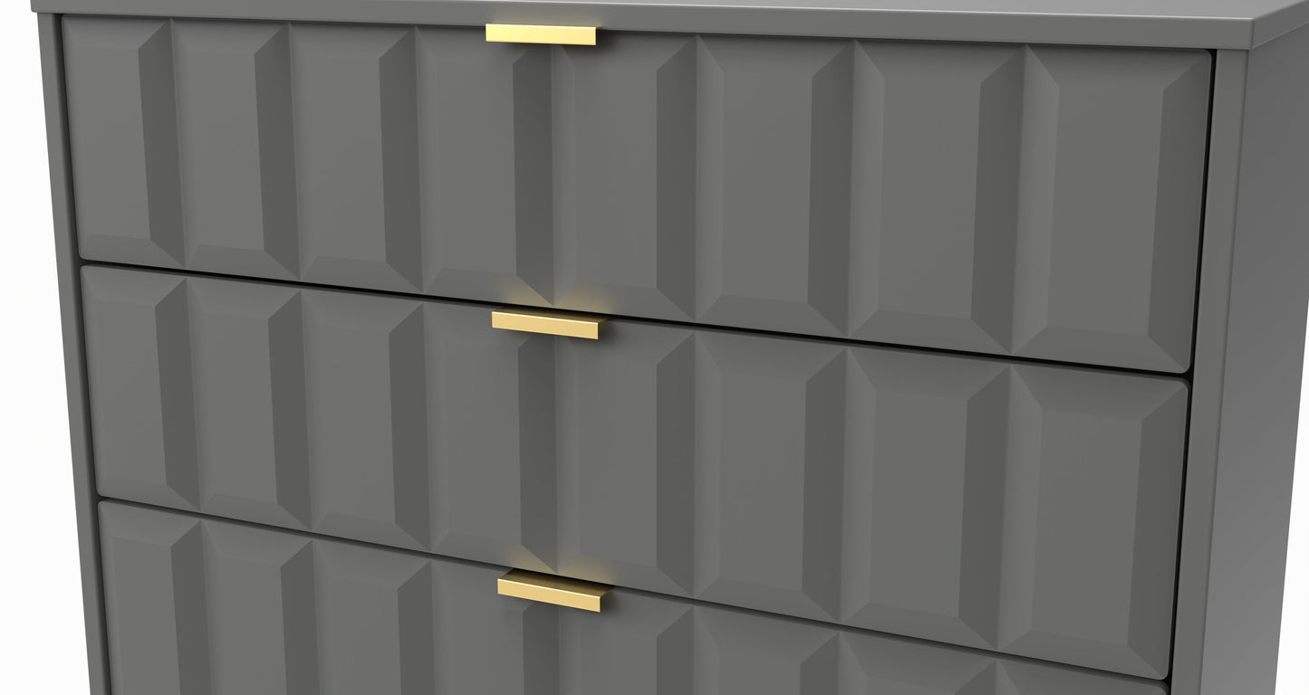 Cube Chest of Drawers Grey 3 Drawers 77cm
