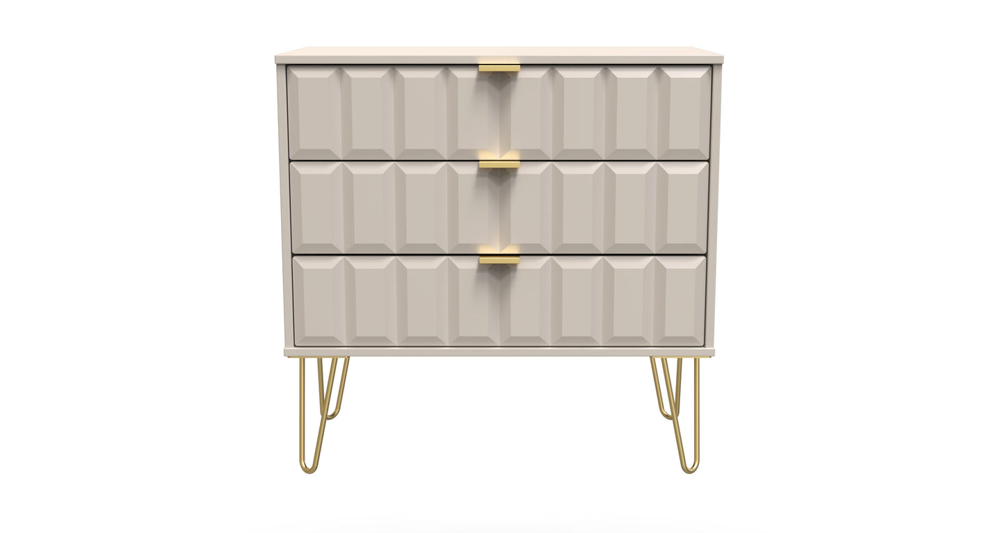 Cube Chest of Drawers Off-White 3 Drawers 77cm