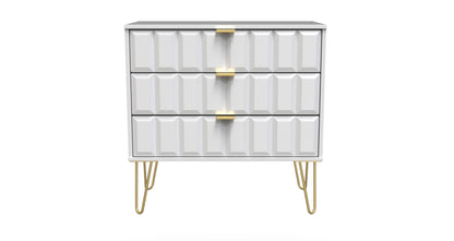 Cube Chest of Drawers White 3 Drawers 77cm