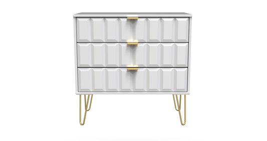 Cube Chest of Drawers White 3 Drawers 77cm