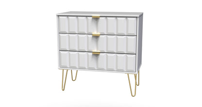 Cube Chest of Drawers White 3 Drawers 77cm