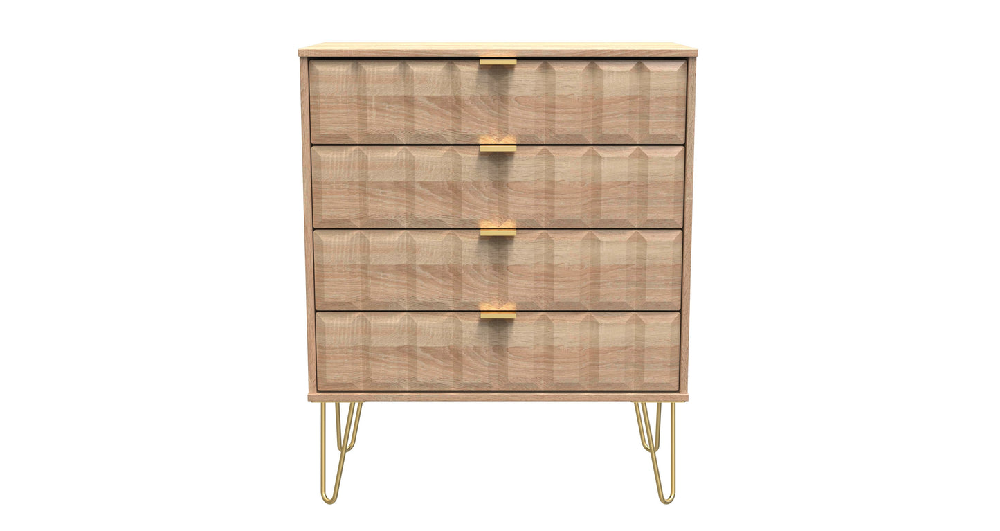 Cube Chest of Drawers Oak 4 Drawers 93cm