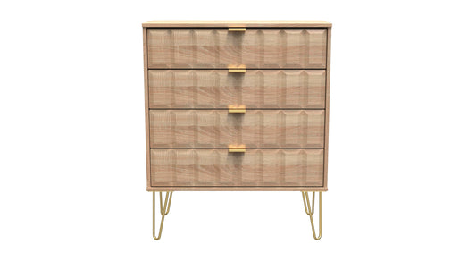Cube Chest of Drawers Oak 4 Drawers 93cm