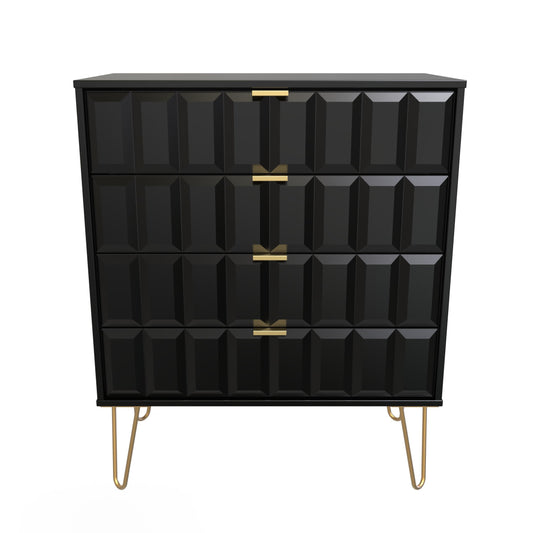 Cube Chest of Drawers Black 4 Drawers 93cm
