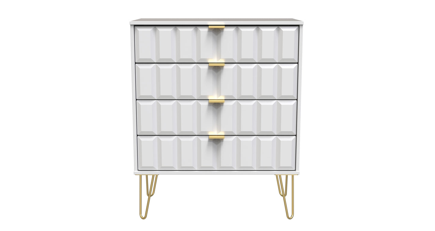 Cube Chest of Drawers White 4 Drawers 93cm