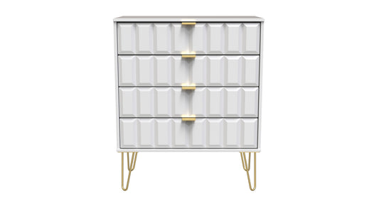 Cube Chest of Drawers White 4 Drawers 93cm