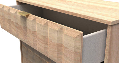 Cube Tall Chest of Drawers Oak 5 Drawers 109cm