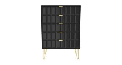 Cube Tall Chest of Drawers Black 5 Drawers 109cm