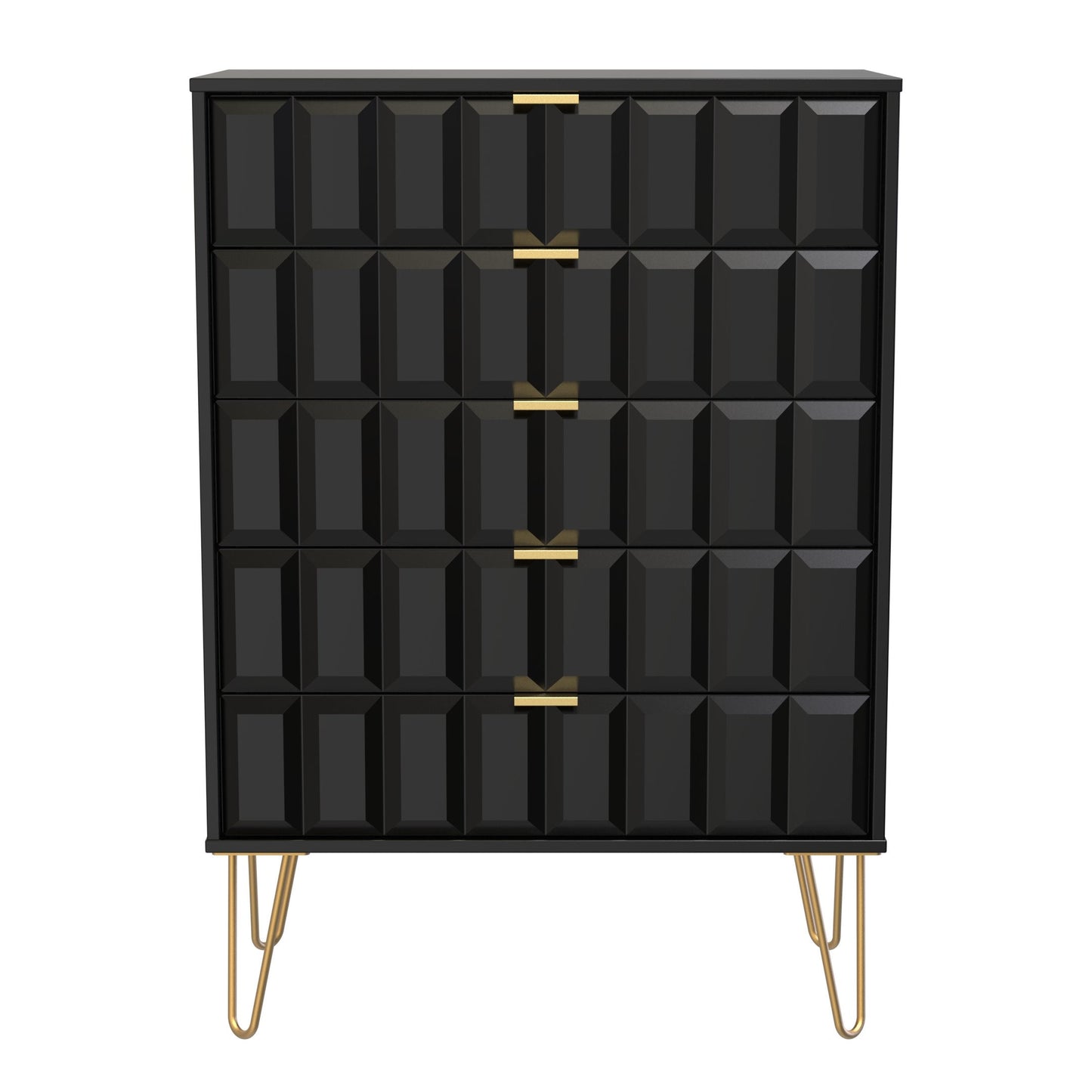 Cube Tall Chest of Drawers Black 5 Drawers 109cm