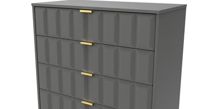 Cube Tall Chest of Drawers Grey 5 Drawers 109cm