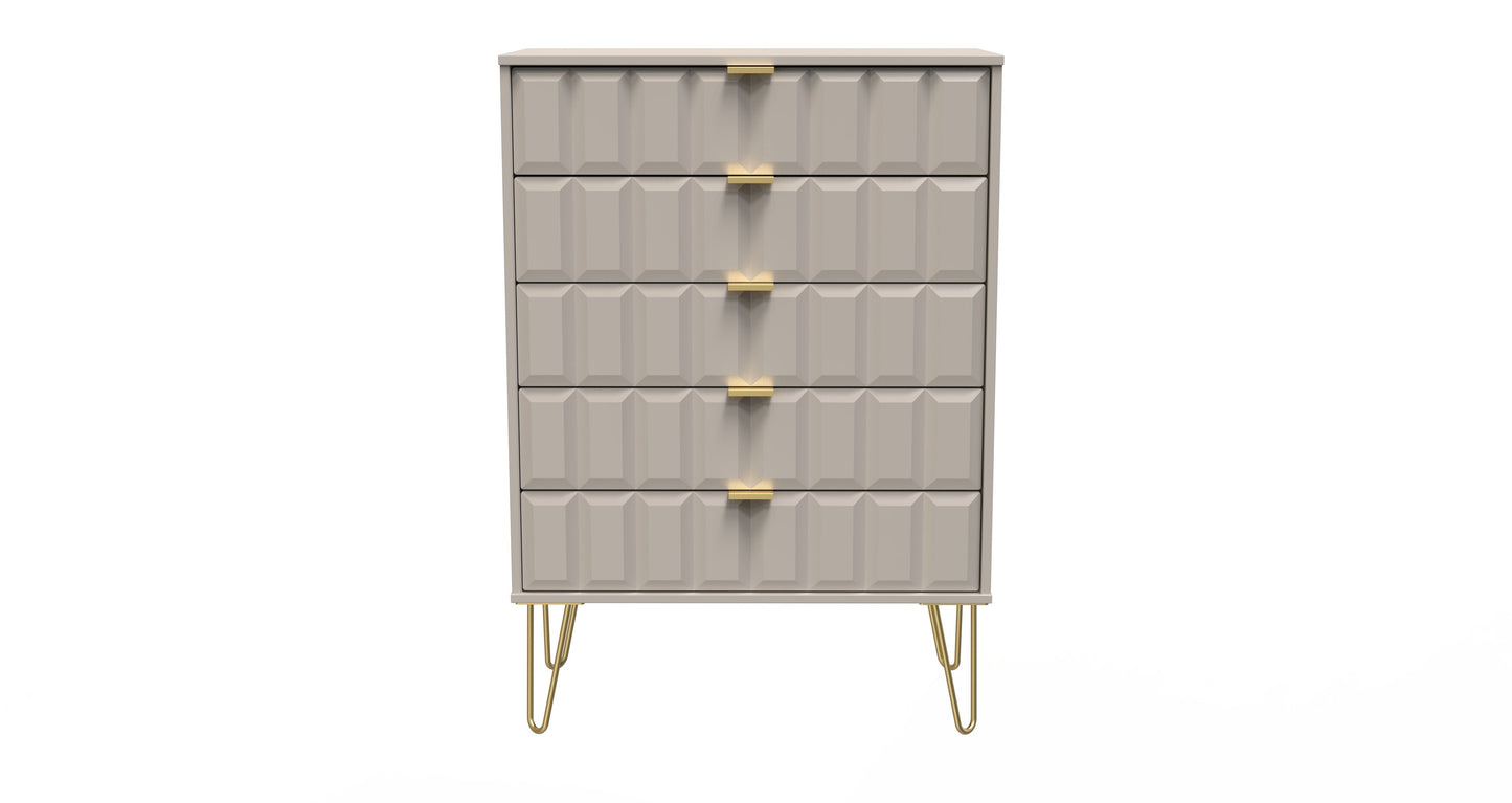 Cube Tall Chest of Drawers Off-White 5 Drawers 109cm