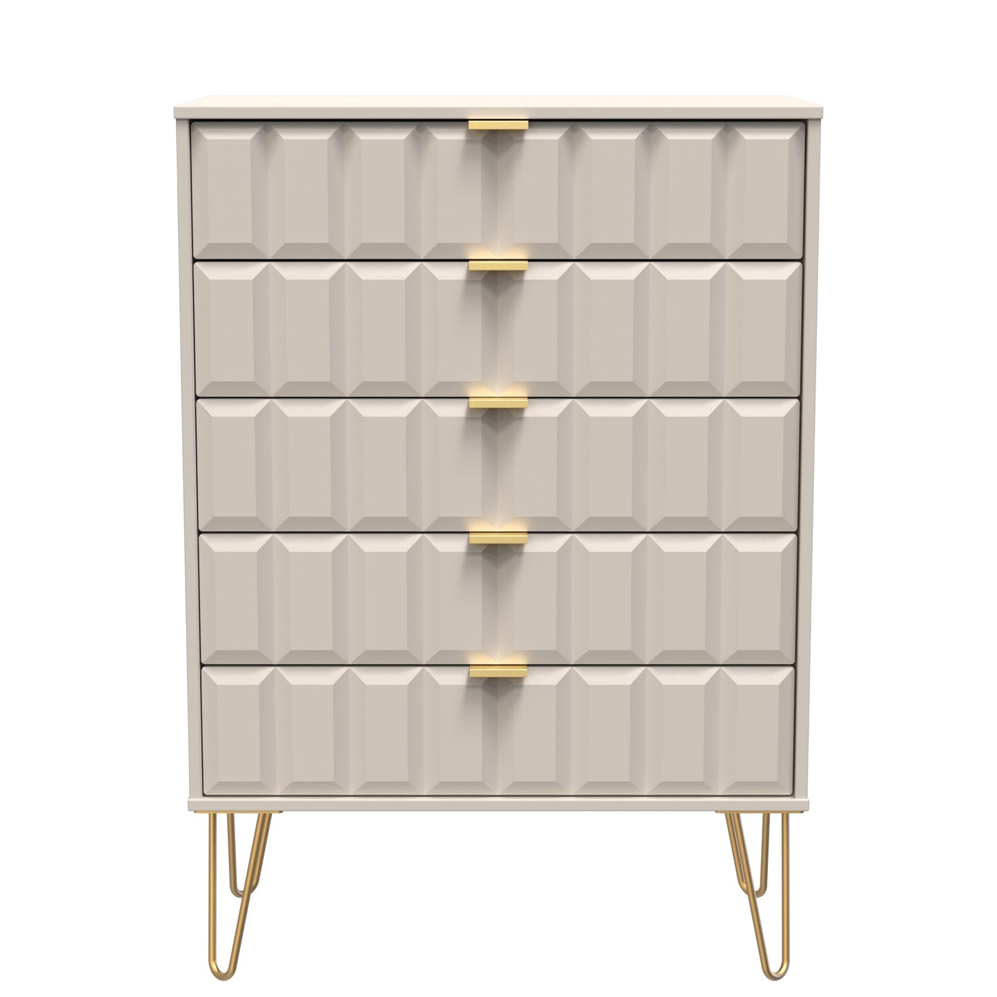 Cube Tall Chest of Drawers Off-White 5 Drawers 109cm