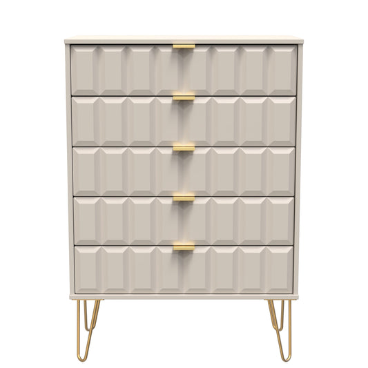 Cube Tall Chest of Drawers Off-White 5 Drawers 109cm