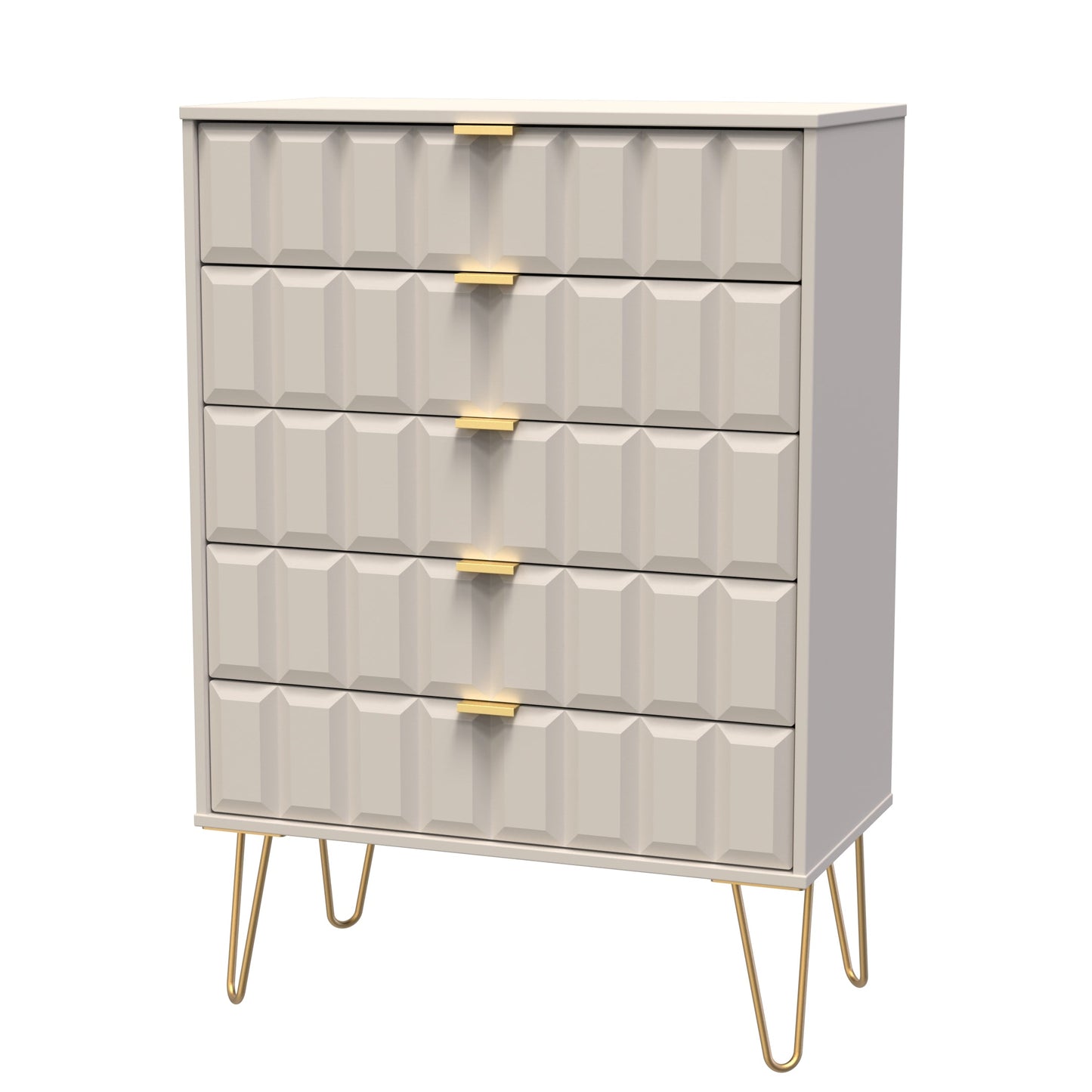 Cube Tall Chest of Drawers Off-White 5 Drawers 109cm