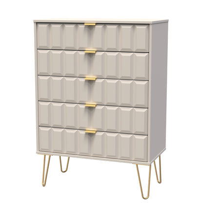 Cube Tall Chest of Drawers Off-White 5 Drawers 109cm