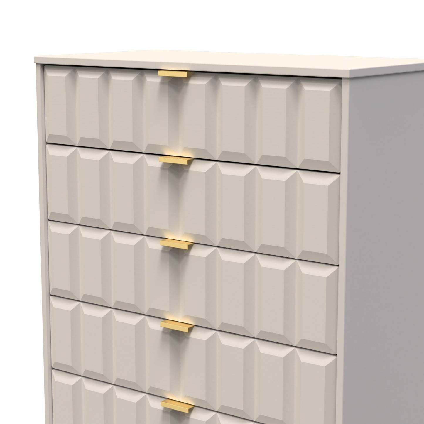 Cube Tall Chest of Drawers Off-White 5 Drawers 109cm