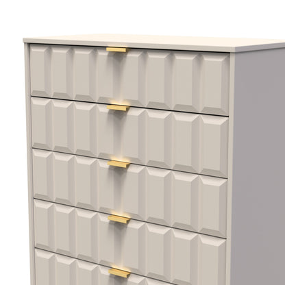 Cube Tall Chest of Drawers Off-White 5 Drawers 109cm