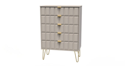 Cube Tall Chest of Drawers Off-White 5 Drawers 109cm
