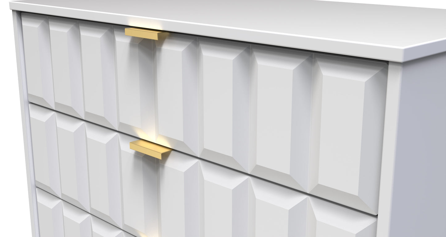 Cube Tall Chest of Drawers White 5 Drawers 109cm