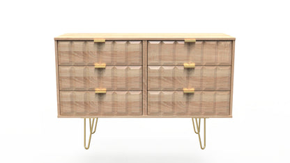 Cube Large Chest of Drawers Oak 6 Drawers 115cm