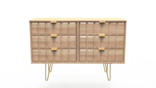 Cube Large Chest of Drawers Oak 6 Drawers 115cm