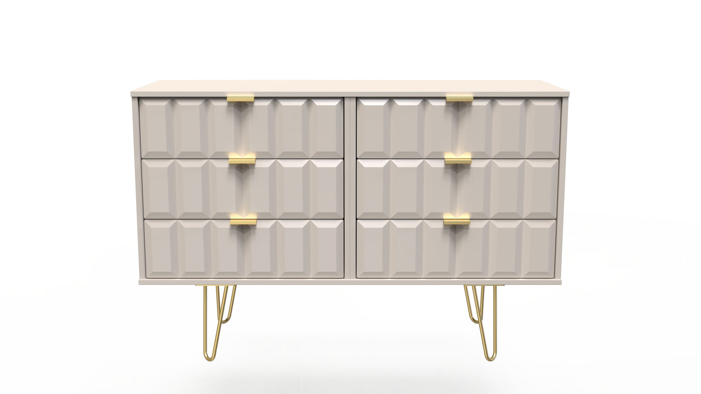Cube Large Chest of Drawers Off-White 6 Drawers 115cm