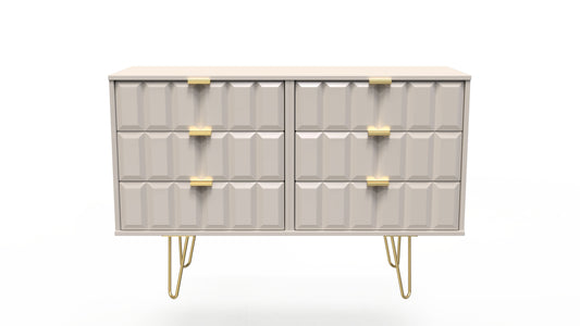 Cube Large Chest of Drawers Off-White 6 Drawers 115cm