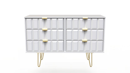 Cube Large Chest of Drawers White 6 Drawers 115cm