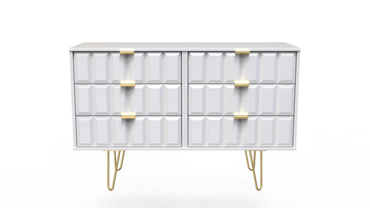 Cube Large Chest of Drawers White 6 Drawers 115cm