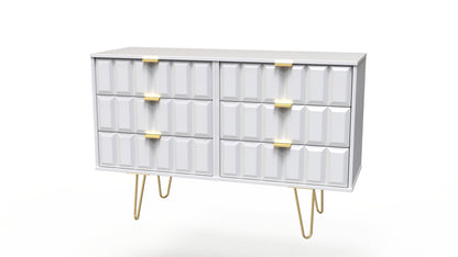 Cube Large Chest of Drawers White 6 Drawers 115cm