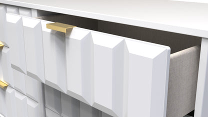 Cube Large Chest of Drawers White 6 Drawers 115cm