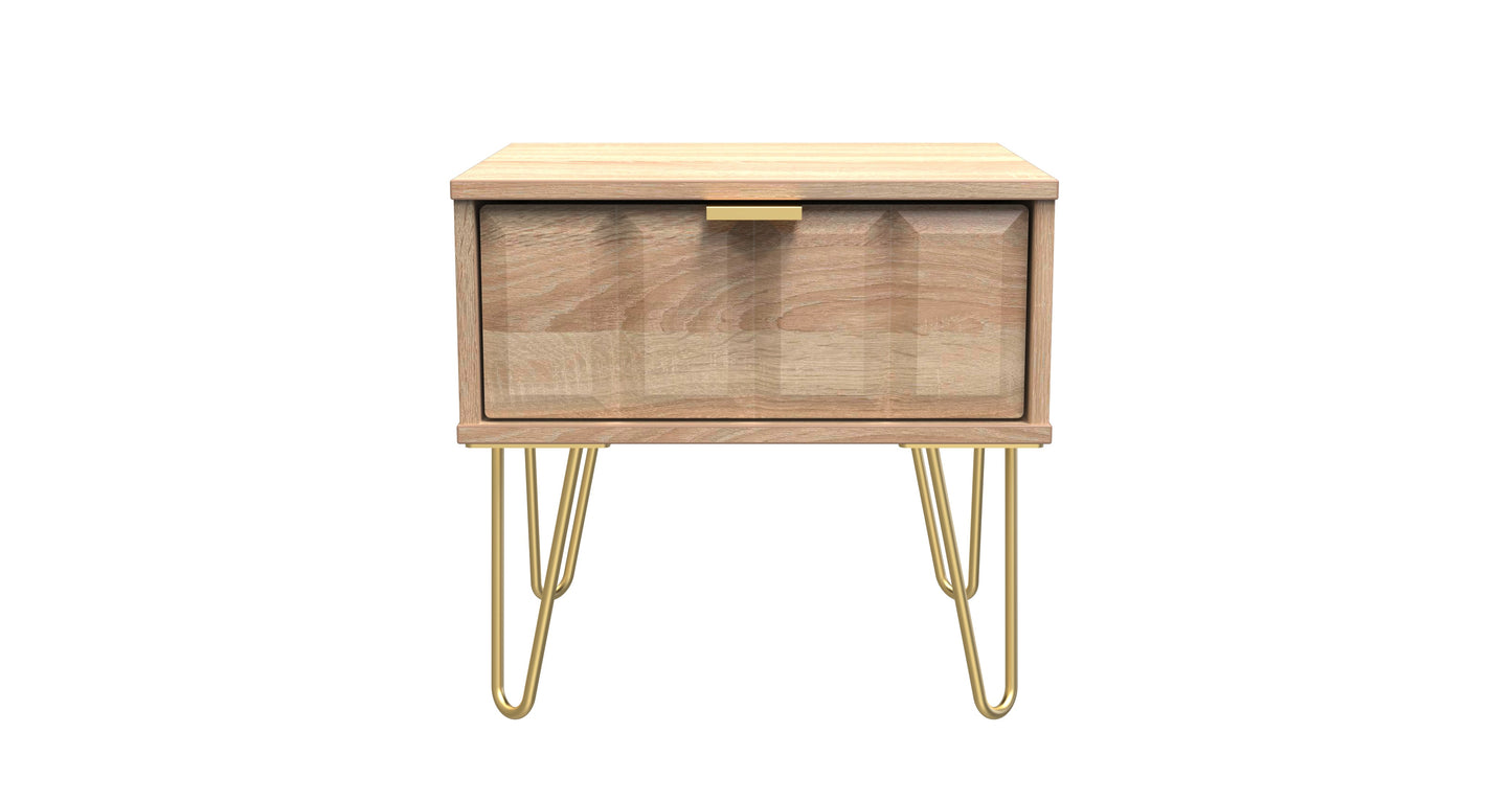 Cube Bedside Table Oak 1 Drawer 45cm