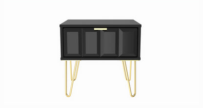 Cube Bedside Table Black 1 Drawer 45cm